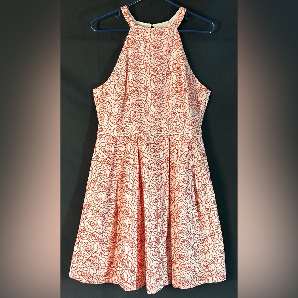 Ellison Dress Medium Cream Red Floral Embroidered Fit Flare